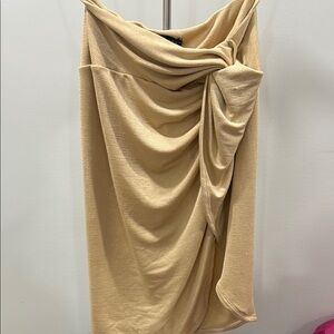 JLUXLABEL neutral beige Ruched Wrap Skirt size M